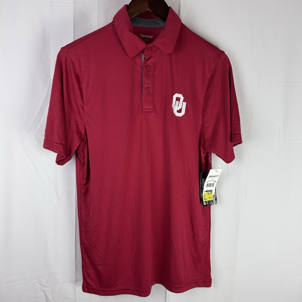 Oklahoma Sooners Short Sleeve Polo Red Size Small OU Captivating Apparel NWT‎